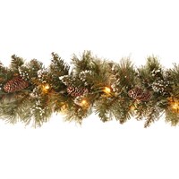 National Tree 2.7m (9ft) Glittery Bristle Pre Lit Artificial Christmas Garland (GB8-300-9A-B)