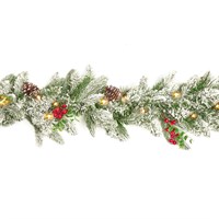 National Tree 2.7m (9ft) Snowberry Pine Artificial Christmas Pre Lit Garland (PESY8-300-9B-B)