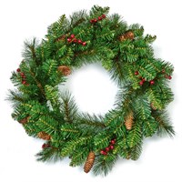 National Tree 60cm (2ft) Berry & Cone Artificial Christmas Wreath (ED2-13-24W)