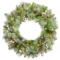 National Tree 60cm (2ft) Glittery Crestwood Artificial Christmas Pre Lit Wreath (CWG2-300-24W-B)