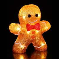 Noma 17cm Acrylic Gingerbread Man Christmas Light Up Decoration With Red Bow Tie (6925018)