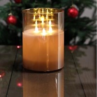 Noma 20cm Glass Flickering Light Up Christmas Candle With 3 Wicks (4619309)