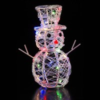 Noma 20cm Spun Acrylic Multi Colour Snowman Christmas Light Up Decoration (5525018)