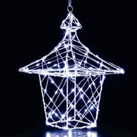 Noma 35cm White Flexi Dickensian Hanging Lantern Christmas Light Up Decoration (2525013)