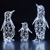 Noma 60cm White Flexi Penguin Family Christmas Light Up Decoration (2525017)