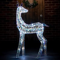 Norfolk Leisure 110cm Iridescent Standing Christmas Reindeer With 70 White LED Lights (51008-X1)
