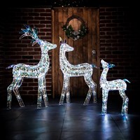 Norfolk Leisure 125cm Iridescent Christmas Reindeer Family With 200 White LED Lights (51006-X1)