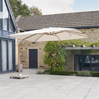 Pacific Lifestyle Challenger Teak T2 2.6m x 3.5m Rectangular Champagne Free Arm Cantilever Parasol