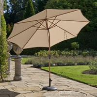 Pacific Lifestyle Champagne 3m Riva Teak Round Garden Parasol