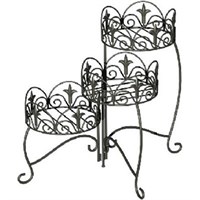 Panacea 3-Tier Folding Finial Plant Stand - Black (89179)