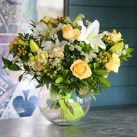 Peach & Cream Hand Tied Bouquet - Luxury