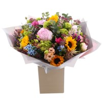 Peonie and Sunflower Hand Tied Floral Bouquet