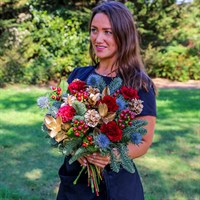 Petals and Pine Festive Hand Tied Bouquet