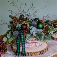 Pine and Thistle Festive Tin Table Arrangement
