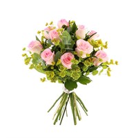 Pink Rose & Bupleurum Cut Flower Hand Tied Bouquet