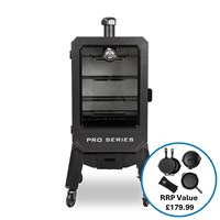 Pit Boss Pro V4P Vertical Pellet Smoker Barbecue (10803) + FREE 6 PIECE CAST IRON COOKING SET