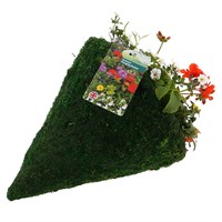 Hanging Seasonal Bedding Feather Moss Cone 12 Inches - Summer Design 2