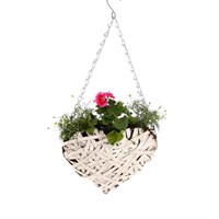 Planted Hanging Basket Willow Heart Bedding Container - Summer