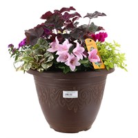 Planted Laurel Seasonal 13 inches Outdoor Round Bedding Container - Autumn