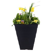 Planted Miranda Square Tall 13 Inches Black Outdoor Bedding Container - Spring