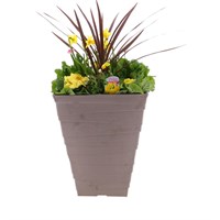 Planted Miranda Square Tall 13 Inches Sandstone Outdoor Bedding Container - Spring