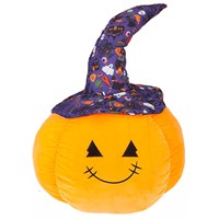 PMS 50cm Plush Halloween Pumpkin With Purple Witches Hat (447081)