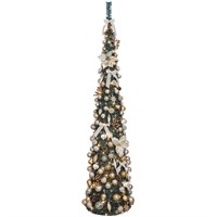 Portland Fir 2.1m (7ft) Slim Charmed Elegance Ivory & Gold Decorated Pre Lit Artificial Christmas Tree (EB206A)