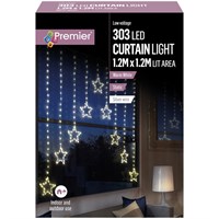 Premier 1.2x1.2m Pin Wire Star LED V Curtain Christmas Lights (LV201145WW)