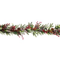 Premier 1.8m Berry & Cone Artificial Christmas Garland with Bay Leaves (DF257003)