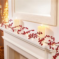 Premier 1.8m Lit Holly Berry Christmas Lights Garland with 20 Warm White LED (LB243138)