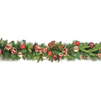 Premier 1.8m Red Bow Artificial Christmas Garland with Baubles & Cones (DF237039)