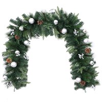 Premier 1.8m (6ft) Silver Bauble & Pine Cone Artificial Christmas Garland (SST2106S-180)