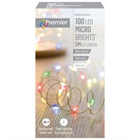 Premier 100 Multi Coloured LED Battery Operated Microbrights Christmas String Lights (LB151210M)