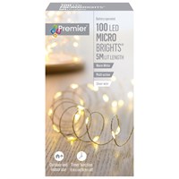 Premier 100 Battery Operated Microbrights Christmas Lights Warm White (LB151210WW)