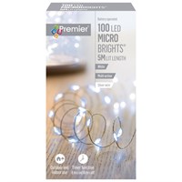 Premier 100 Battery Operated Microbrights Christmas LightsWhite (LB151210W)