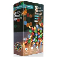 Premier 100 Multi-Coloured LED Battery Operated Christmas String Lights with Timer (LB112383M)