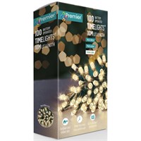 Premier 100 Warm White LED Battery Operated Christmas String Lights with Timer (LB112383WW)