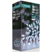 Premier 100 White LED Battery Operated Christmas String Lights with Timer (LB112383W)