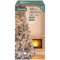 Premier 1000 Vintage Gold Multi Action LED Treebrights Christmas String Lights (Clear Cable) (LV162179VGC)