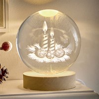 Premier 10cm 3D Christmas Candles Light Up Etched Glass Ball (UB261156WW)