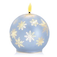 Premier 10cm Flickabright Frosty Light Up Glass Sphere Christmas Candle (LB251064)