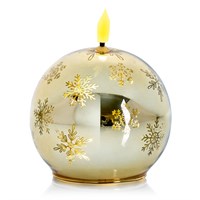 Premier 10cm Flickabright Gold Light Up Glass Sphere Christmas Candle (LB251064)