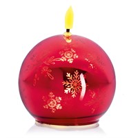 Premier 10cm Flickabright Red Light Up Glass Sphere Christmas Candle (LB251064)