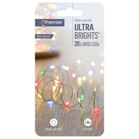 Premier 20 Multi Colour LED Battery Operated Ultrabrights Christmas String Lights (LB191279M)