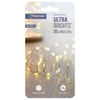 Premier 20 Warm White LED Battery Operated Ultrabrights Christmas String Lights (LB191279WW)