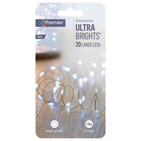 Premier 20 White LED Battery Operated Ultrabrights Christmas String Lights (LB191279W)