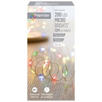 Premier 200 Multi Coloured LED Battery Operated Microbrights Christmas String Lights (LB151211M)