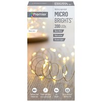 Premier 200 Warm White LED Battery Operated Microbrights Christmas String Lights (LB151211WW)