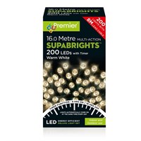 Premier 200 Multi Action LED Supabrights Christmas Lights Warm White (LV162170WW)