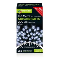 Premier 200 Multi Action LED Supabrights Christmas Lights White (LV162170W)